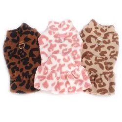 Vestido princesa de invierno para perros con estampado leopardo