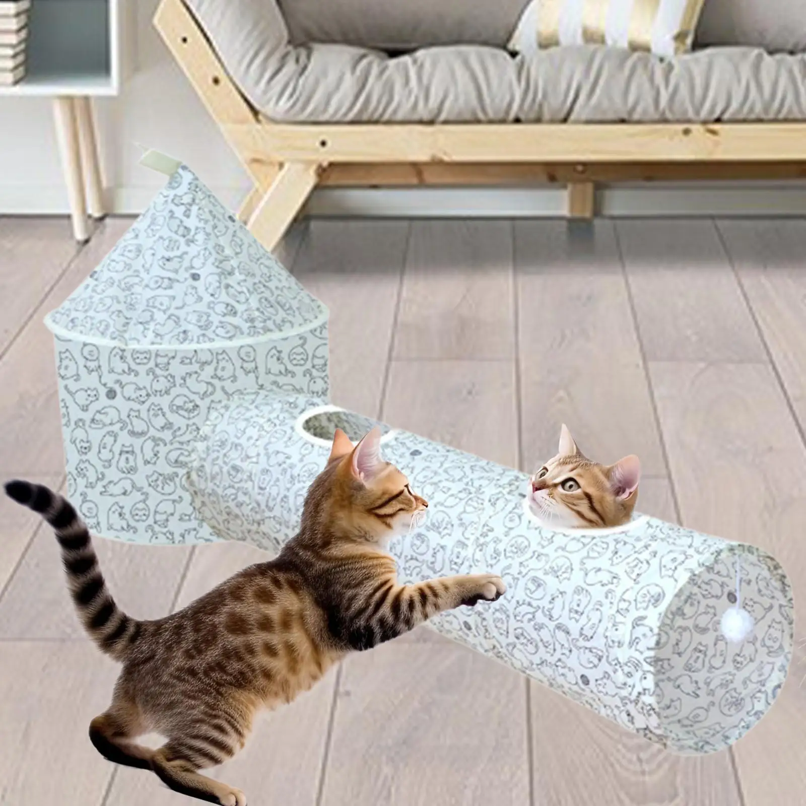 Cat Tunnel Hideaway Cat Climbing Frame and Ball for Hamster Bunny Exercising