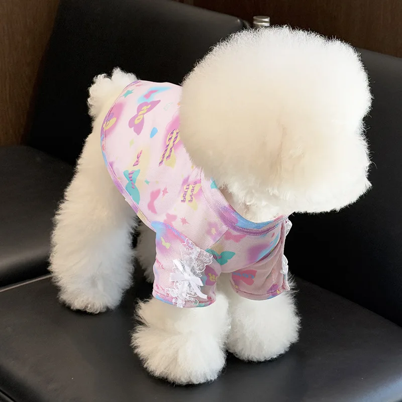 Spring Lace Short Sleeved Cat Pet Mesh Clothes Dog Sunscreen Shirt Puppy Clothes Cooling Vest for Dog - imagen 3