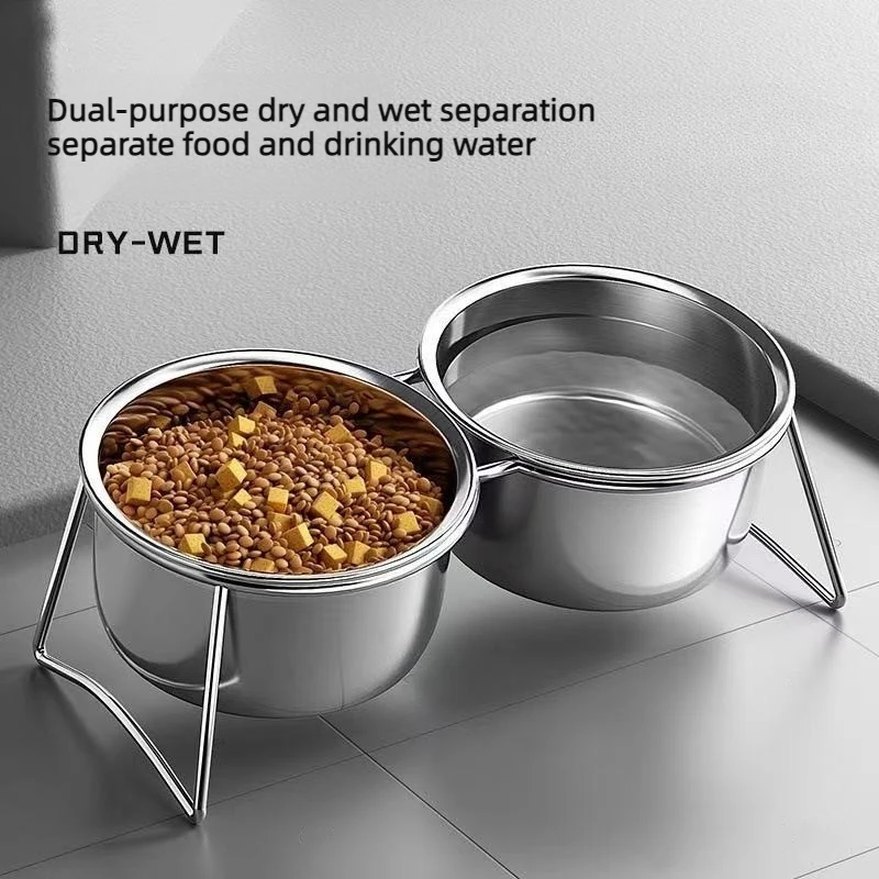 Comedero doble elevado para perros y gatos – Acero inox antideslizante - imagen 4