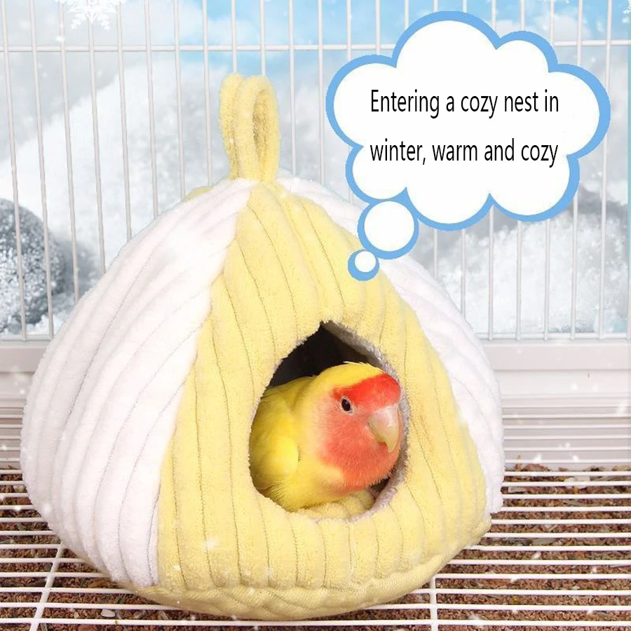 Hamaca colgante loros con forro de felpa – nido invernal pájaros - imagen 2