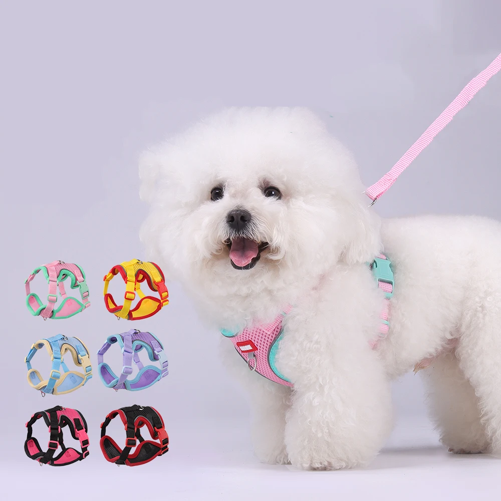 Arnés para perros reflectante transpirable, conjunto de correa para mascotas, suministros para caminar al aire libre para perros pequeños, Chihuahua Schnauzer, correa para el pecho para cachorros