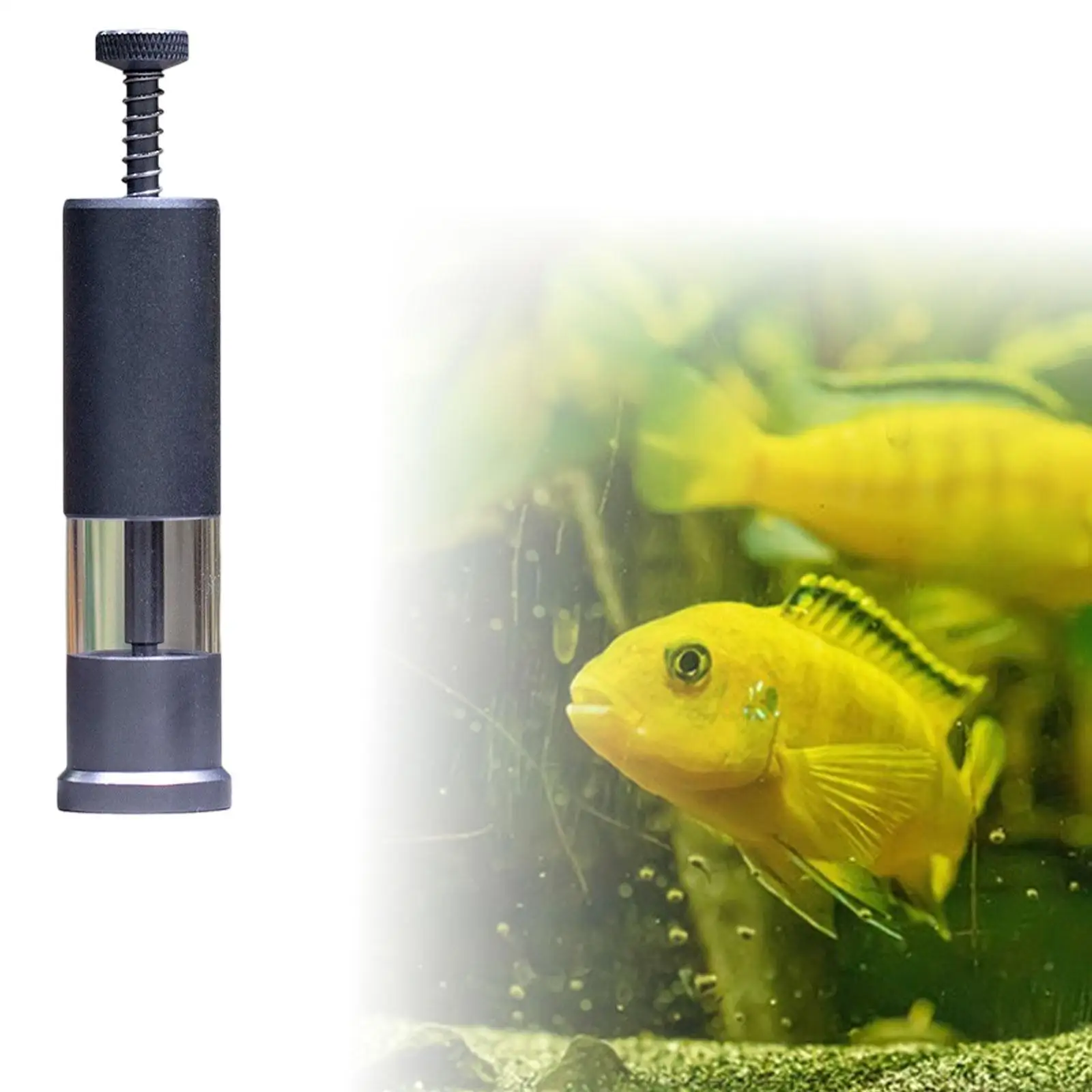 Fish Feeder Pressure Easy to Install Aluminum Alloy Clear Quantitative Feeder Aquarium Feeding Tube for Crystal