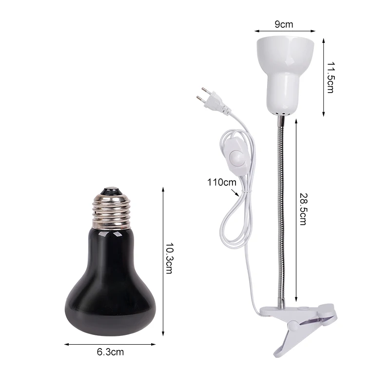 Soporte de lámpara de calefacción E27 para Reptiles de mascotas, bombilla de tanque, lámpara de calefacción de cerámica para tortuga, lagarto, terrario, serpiente