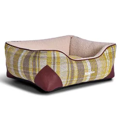 Cama para gatos y perros pequeños a cuadros con funda lavable