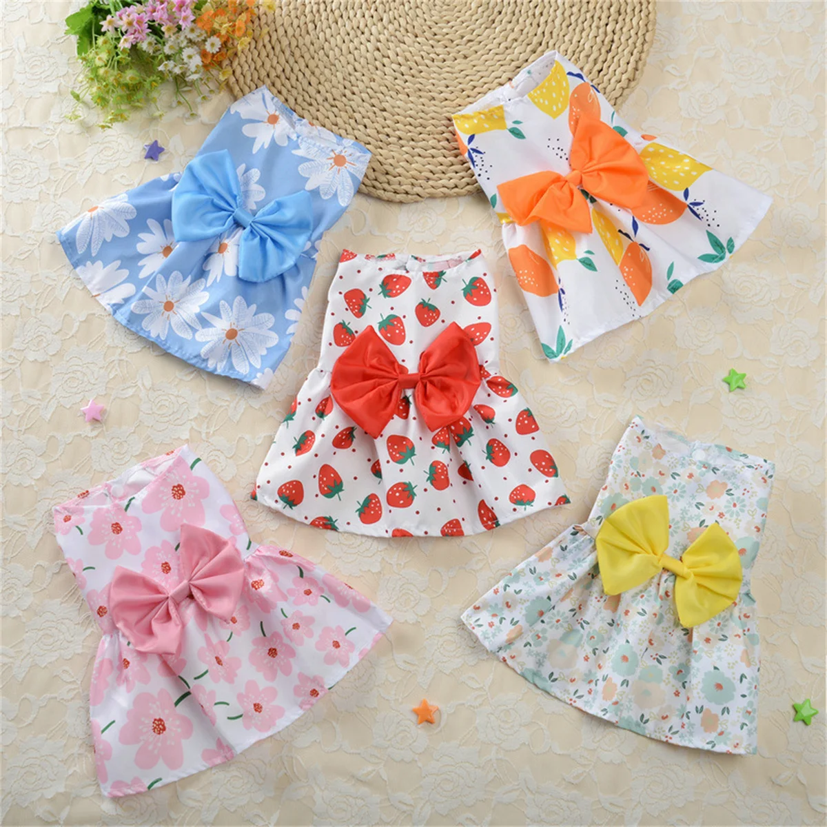 Vestido princesa para perros con lazo de encaje - primavera-verano