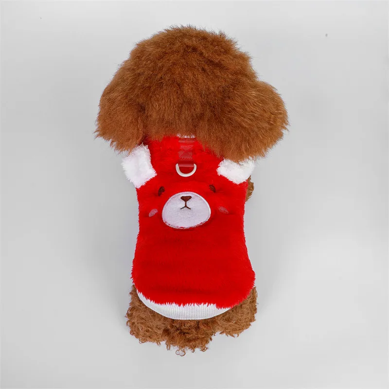 Sudadera con capucha de oso para mascotas, ropa para perros de dos piernas de terciopelo, abrigo de otoño/invierno, ropa para perros pequeños, ropa para cachorros - imagen 4