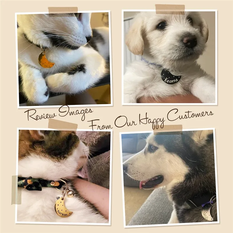 Personalized Anti-lost ID Tag Moon Shape Name Tags Plates Free Engraving Cats Kitten Nameplate Pendant DIY Accessories for Pets - imagen 4