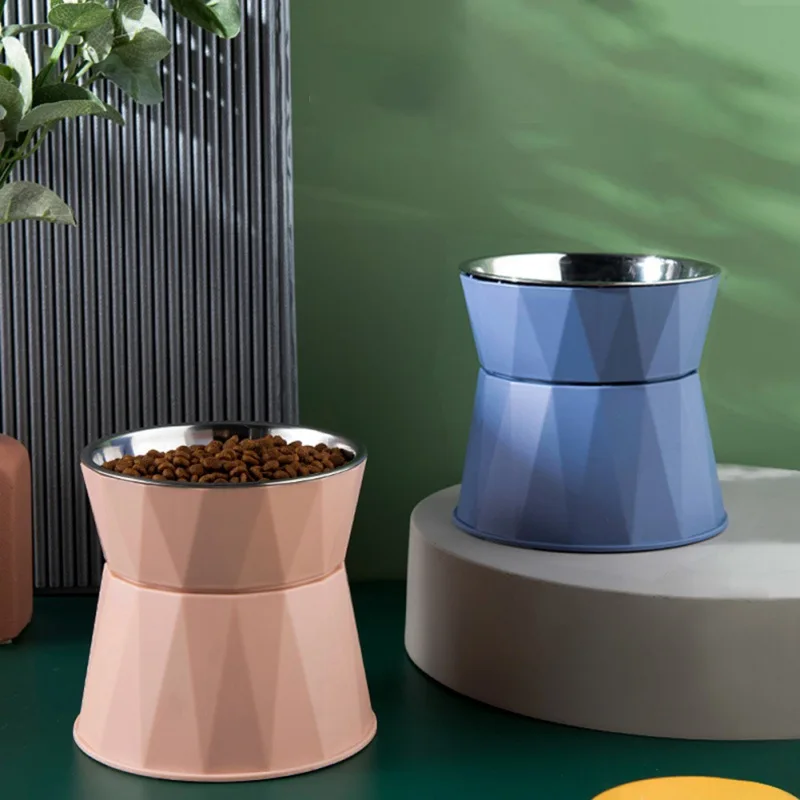 Cuenco elevado de acero inoxidable para perros y gatos, protector de cuello, comedero para cachorros, antideslizante, Crash, alimentación elevada, accesorios para gatos - imagen 4