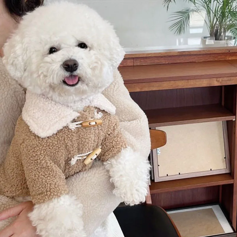 Ropa para perros, disfraz de lujo de manga larga para invierno, ropa de lana para mascotas, abrigo para perros pequeños, Chiwawa, caniche, Yorkie, chaqueta para cachorros XS - imagen 2