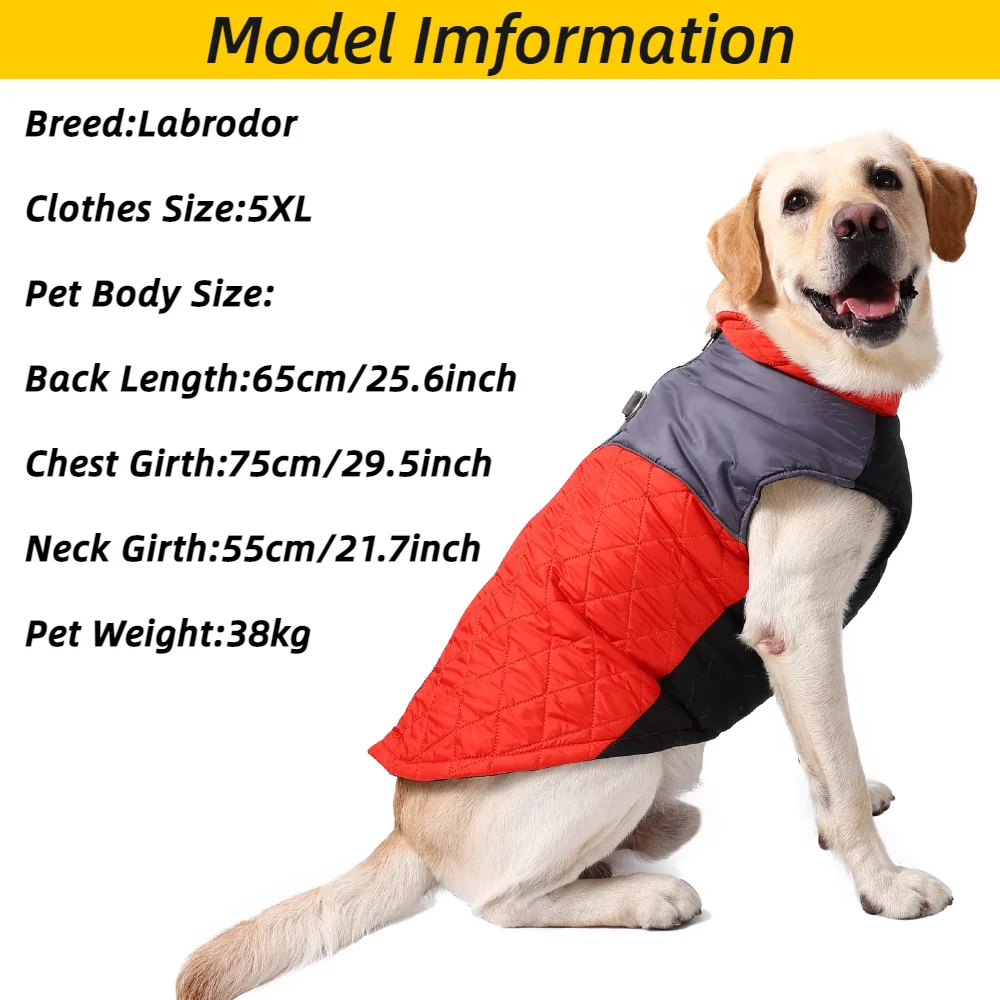 Ropa de invierno para perros pequeños y grandes, abrigo cálido impermeable para exteriores para mascotas con anillo en D, abrigo para perros grandes, chaleco reflectante para Pug Labrador