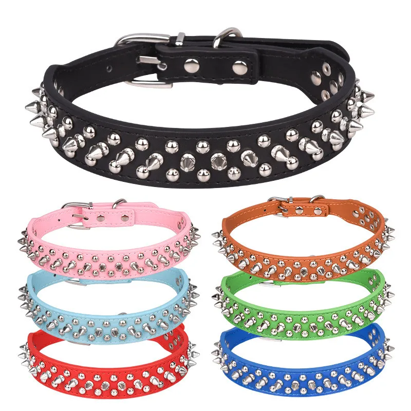 Collar para perro y gato, Collar con tachuelas y pinchos para perros pequeños y medianos, Collar antimordida ajustable para Bulldog, accesorio para mascotas