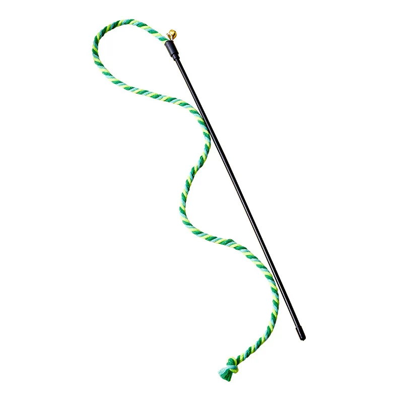 Juguete interactivo de pluma de simulación para gato, cinta de satén, campana, palo, Varita Teaser, suministros, accesorios - imagen 5