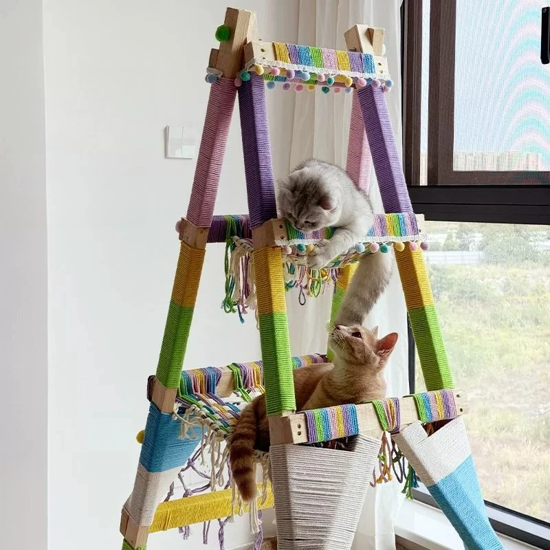Árbol creativo para gatos, accesorios de madera para gatos, torre para gatitos, escalera DIY, árboles para gatos, mascotas, productos para gatos, cama, productos para gatos - imagen 2