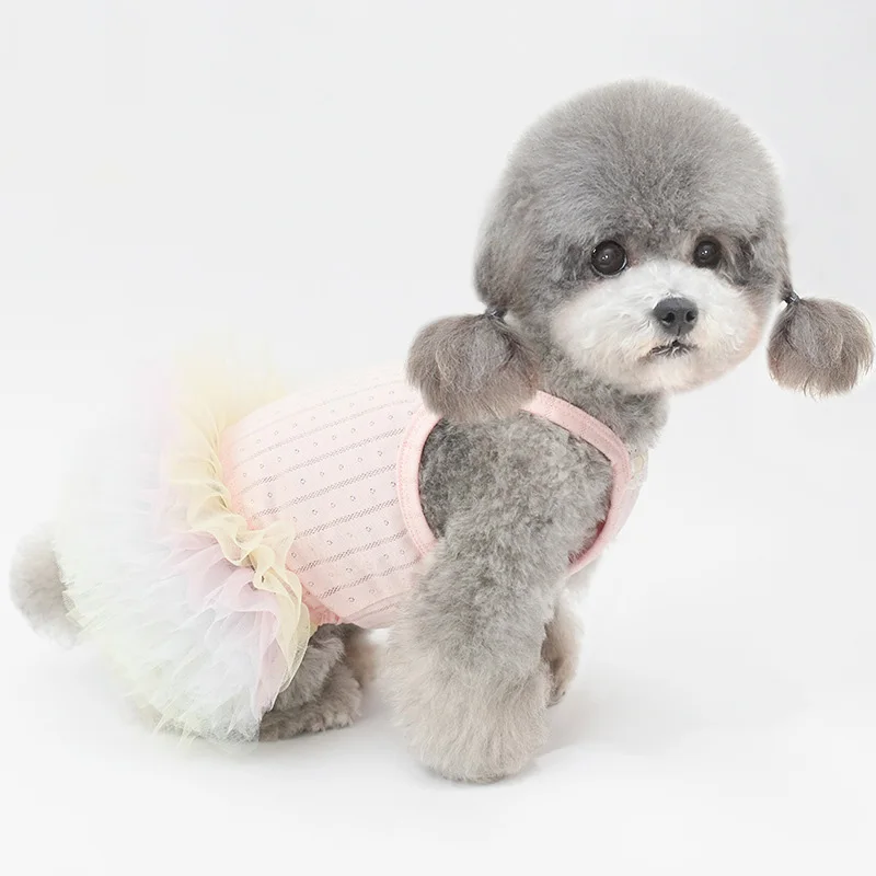 Lindo vestido de encaje para perro, vestido Kawaii para fiesta de perros pequeños, vestido de boda de cumpleaños, disfraz de cachorro para peluche de Pomerania Yorkshire - imagen 2