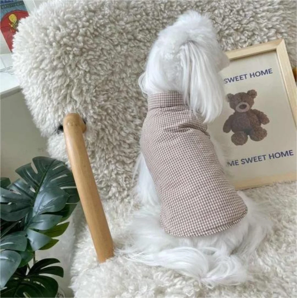 Chaleco de doble cara para mascotas, bonito abrigo a cuadros, ropa para perros pequeños, abrigo para cachorros, ropa para primavera, Otoño e Invierno - imagen 4