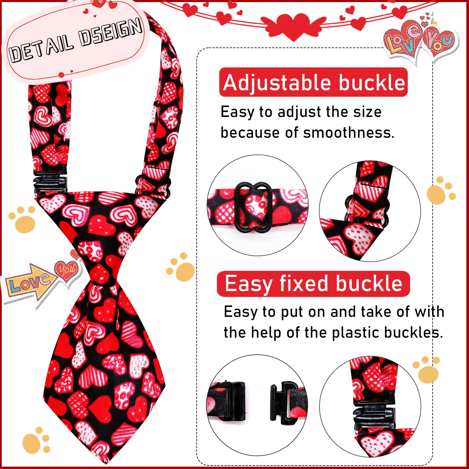 50 Uds. Corbata para perro pequeño, corbata para gato/pajaritas para el Día de San Valentín, corbatas ajustables para perros y mascotas, accesorios de aseo