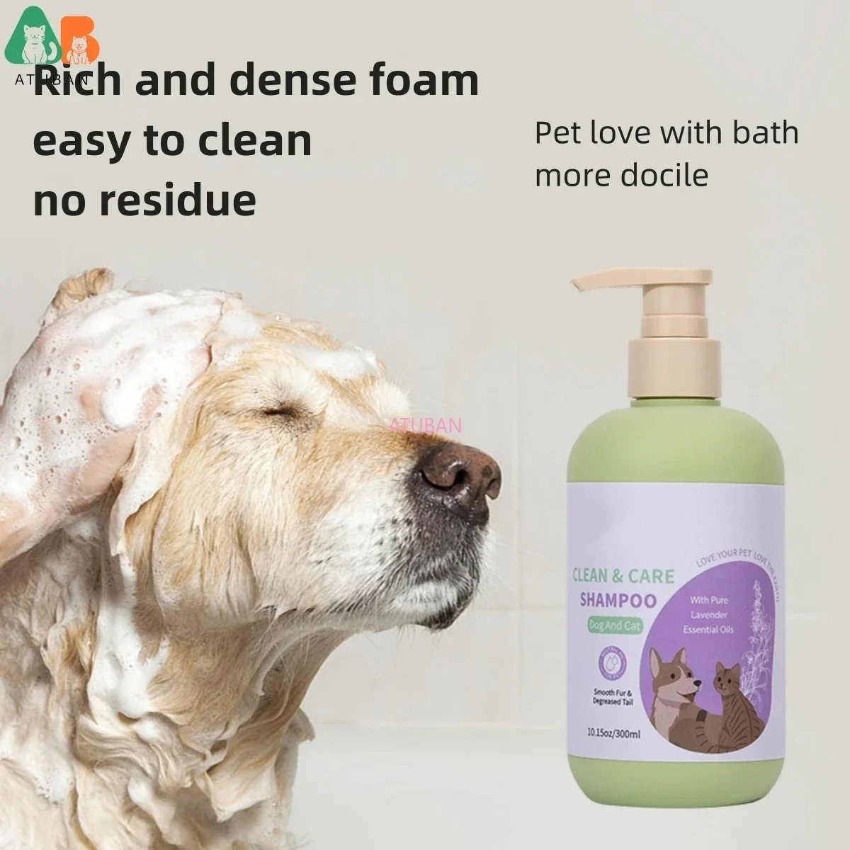 ATUBAN Dog Shampoo and Conditioner,Hypoallergenic Dog Shampoo for Smelly Dogs,Probiotic Pet Shampoo for Dogs,Royal Lavender - imagen 2