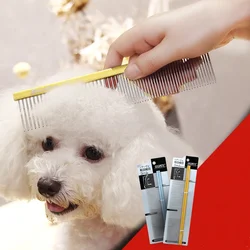 Peines metálicos de acero inoxidable para mascotas, peine de dientes anchos y peine de dientes denso, peine para pulgas para gatos, perros, peine de aseo para eliminar nudos enredos