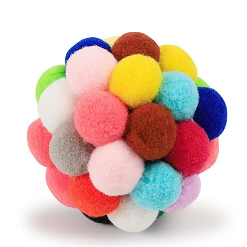 Juguetes para gatos, pelota de peluche para gatos, pelota de campana elástica para mascotas, pelota de lana colorida para jugar al gato - imagen 3