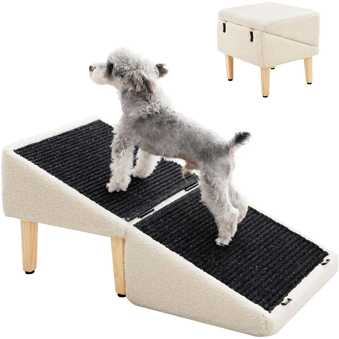 Rampa de madera 2 en 1 para gatos y perros – escalones y taburete - imagen 5