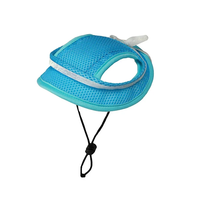 Gorro para perro de Color sólido, sombrero para el sol ajustable transpirable de verano, sombrero de lona de malla para perros pequeños y medianos, gorros para gatos, productos para mascotas - imagen 4