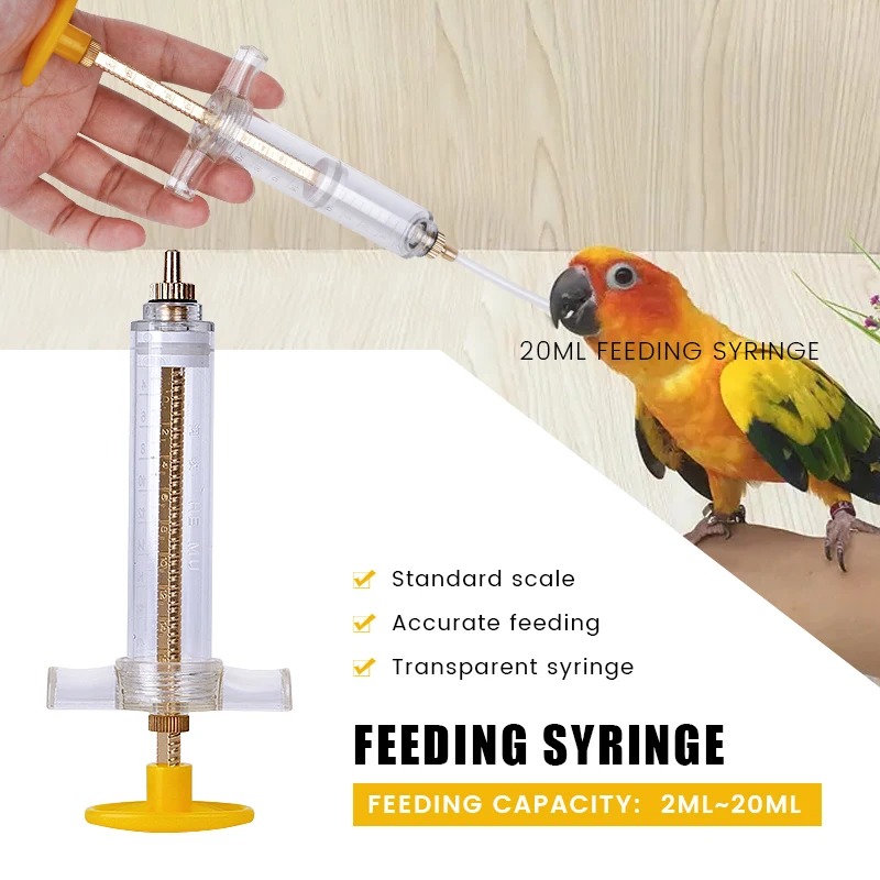 Jeringa de alimentación para loros, alimentador de aves de alta calidad, manguera para balcón, 20ml, 1 Juego - imagen 4