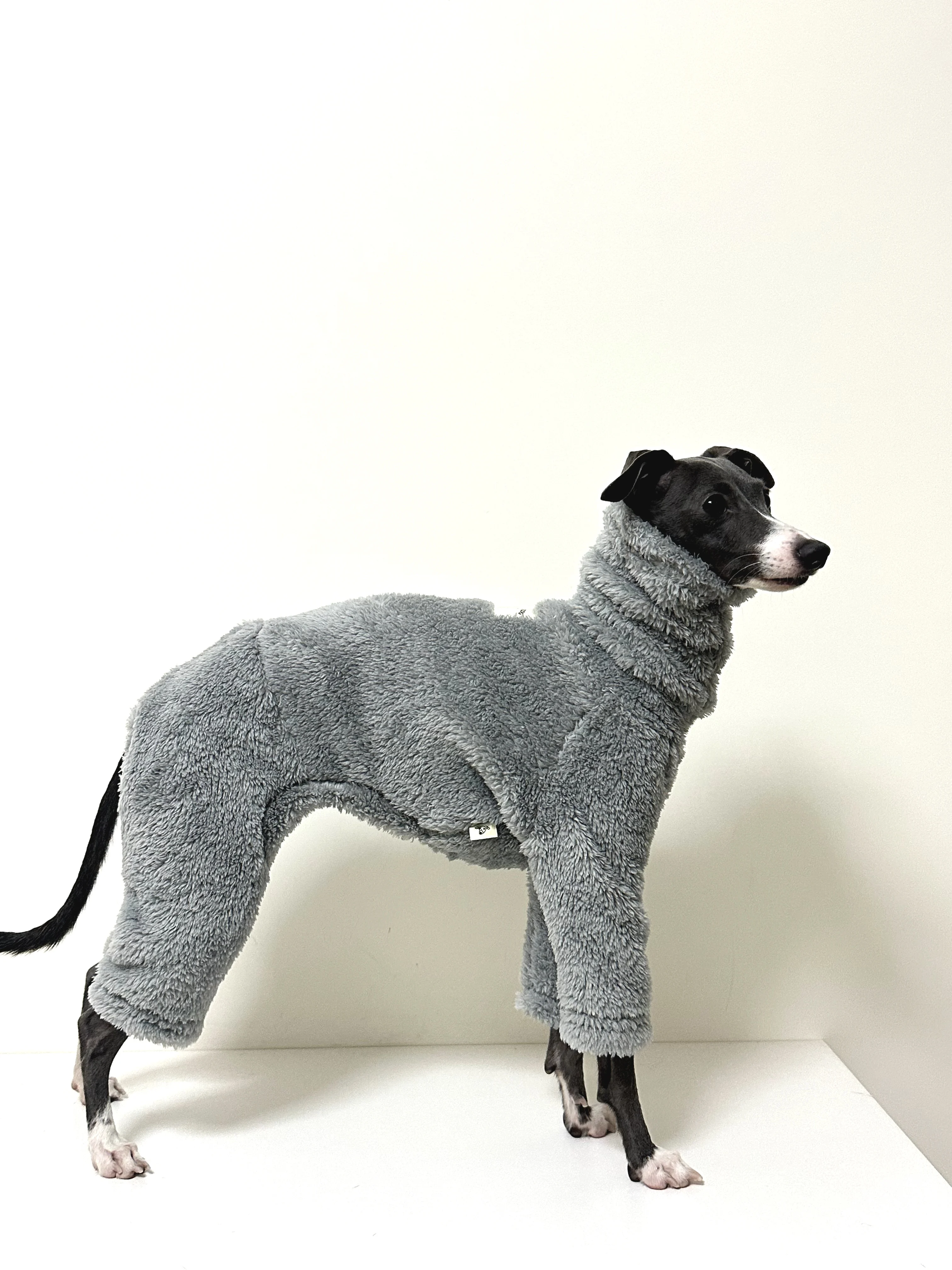 Ropa gris de doble cara para perro galgo italiano, abrigo de lana cálido con cuello alto para perro, pijama Whippet Jammies, mono en invierno - imagen 3