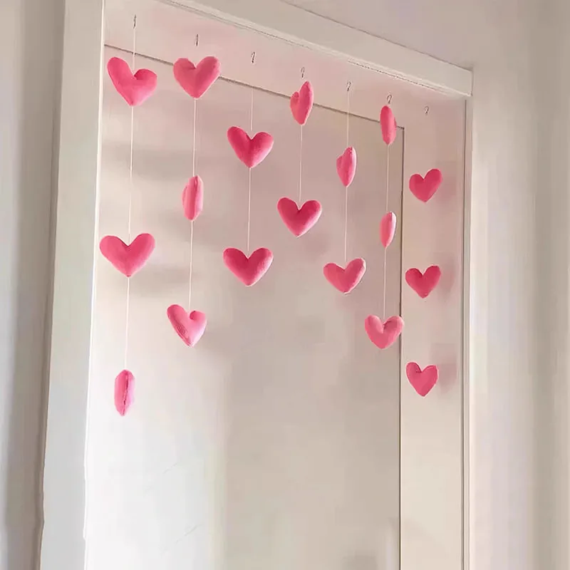Cortina colgante de puerta romántica en forma de corazón, colgante de cuerda de estilo coreano, cortina de puerta divisoria, accesorios de decoración para dormitorio - imagen 5