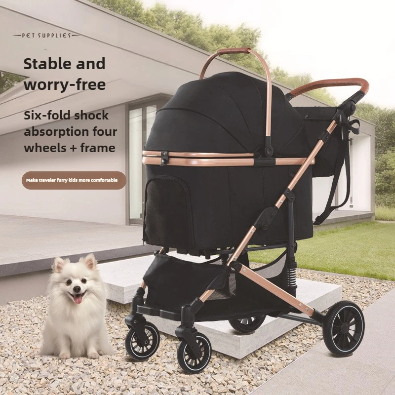 Transportín de viaje plegable con carrito para perros y gatos - imagen 2