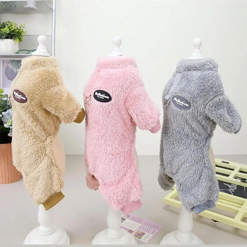 Pijama de terciopelo peludo para perro, ropa de dormir suave de lana para mascotas, chaqueta cálida para clima frío, chaleco, mono acogedor - imagen 2