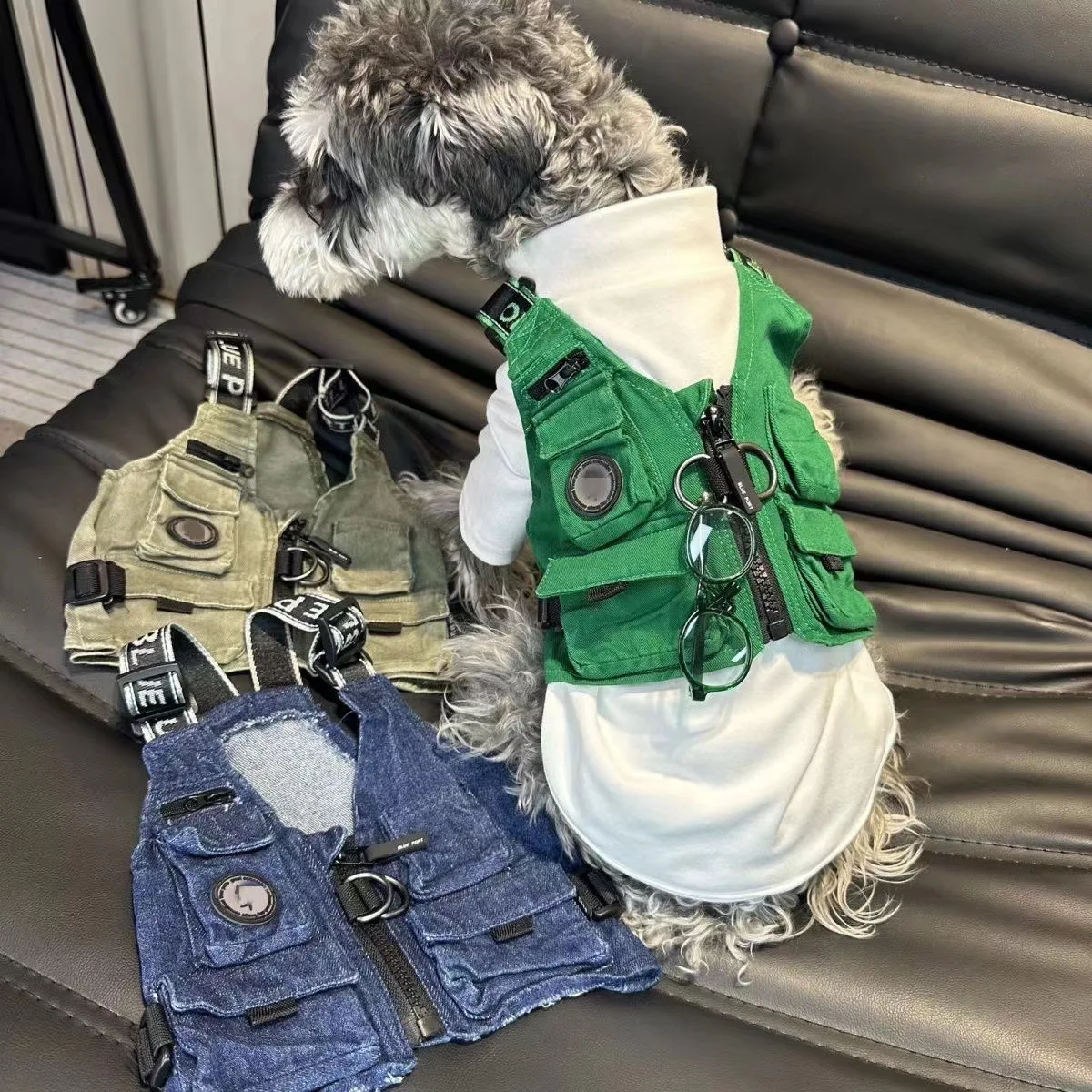 Chaleco de trabajo para perros, chaqueta de oso de peluche Schnauzer, ropa de trabajo para mascotas, ropa para cachorros, Otoño e Invierno