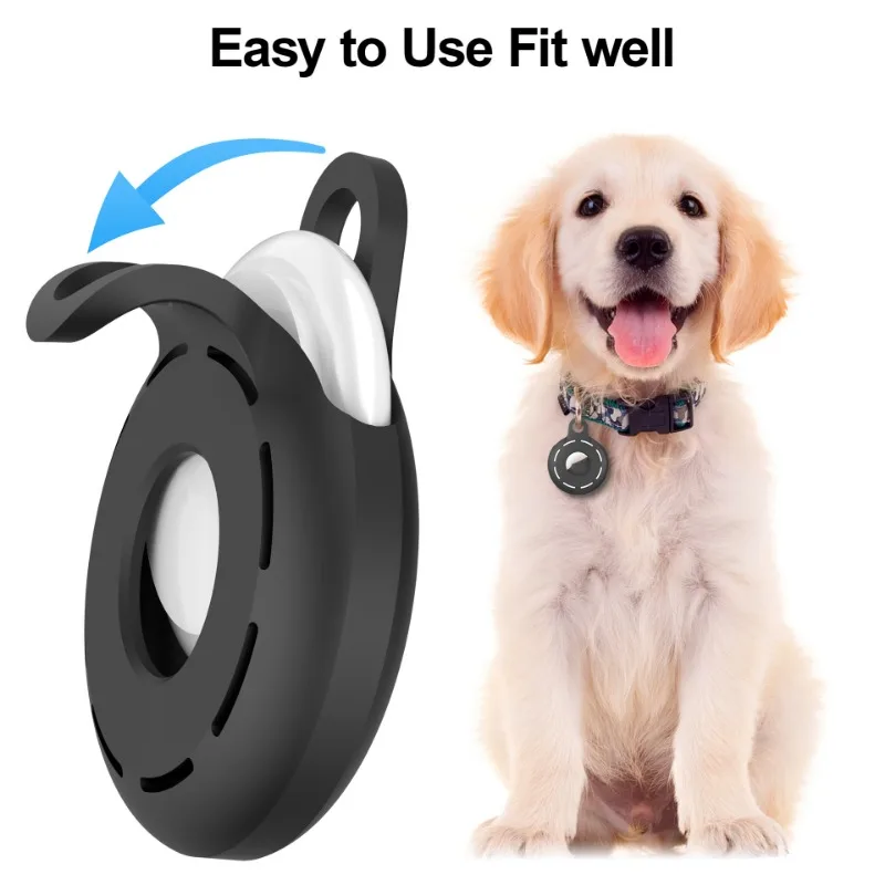 Paquete de 4 fundas de silicona para soporte AirTag, funda de silicona suave para llavero AirTag, accesorio fácil de colocar a llaves, collares para mascotas - imagen 2