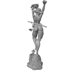 Estatua de anime gris impresa en tres dimensiones sin montar ni pintar