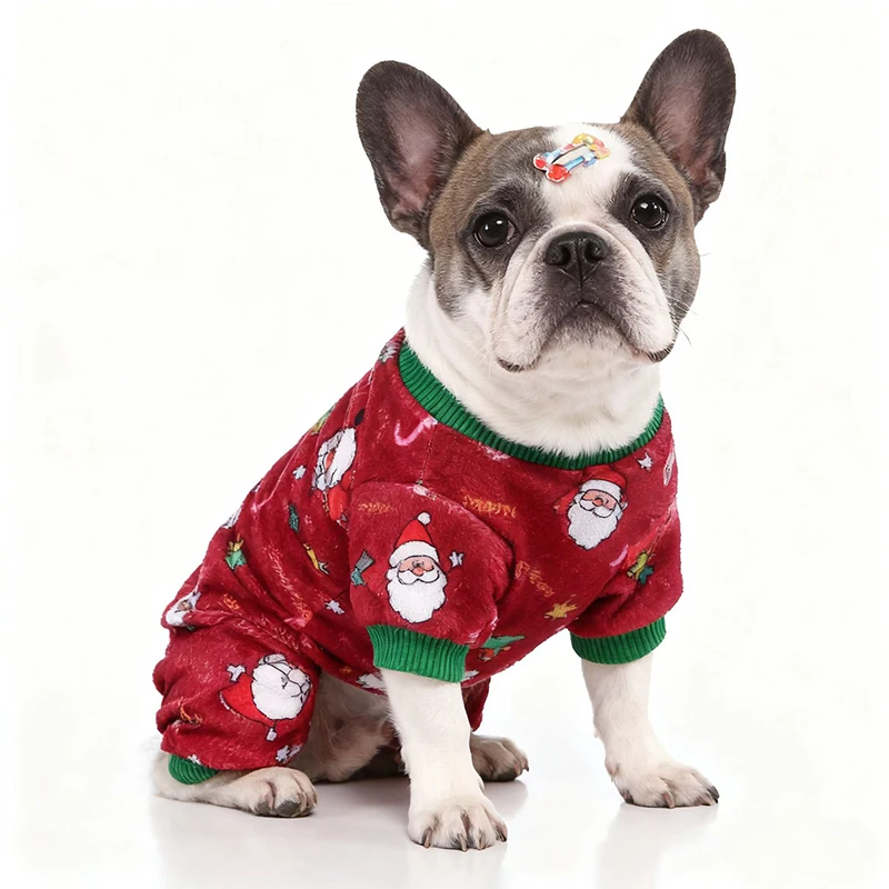 Trajes navideños para perros y mascotas, disfraz con estampado de figuras de Festival para cachorros pequeños y medianos, ropa de una pieza para gatos de otoño e invierno - imagen 5