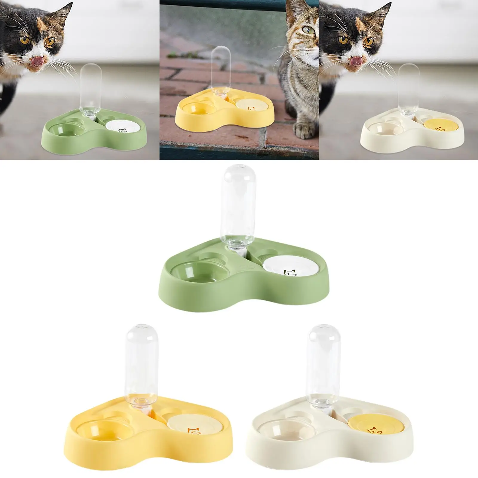 Pet Water and Food Bowl Set Double Cat Dog Bowls for Small or Medium Dogs