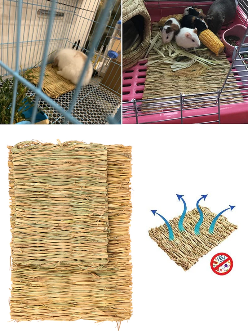 Estera para masticar hierba de conejo, Animal pequeño, hámster, conejillo de indias, jaula, cama, casa, almohadilla - imagen 3
