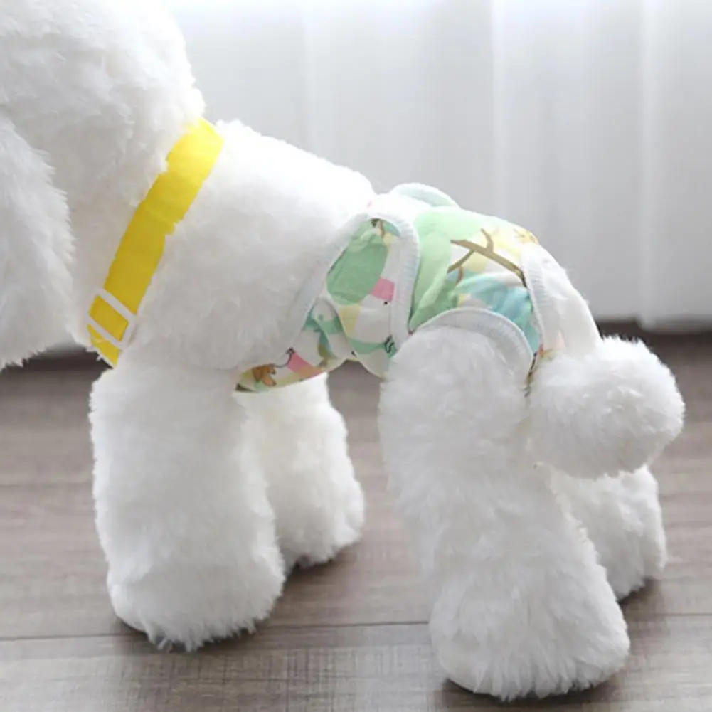 Pantalones fisiológicos para mascotas, pantalones menstruales suaves y transpirables con estampado de dibujos animados, pañales para perros estilo vientre, esenciales para mascotas para mujer - imagen 2