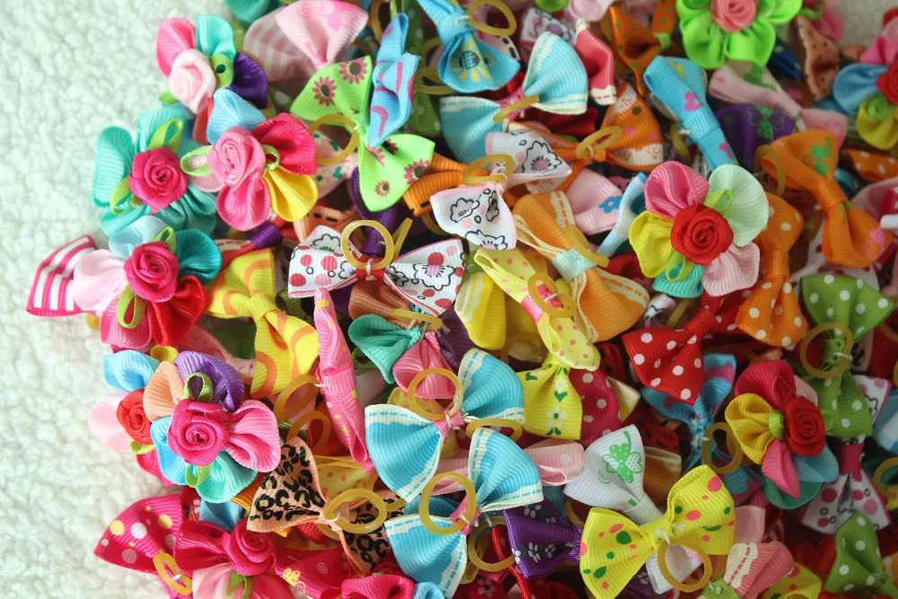 Venta al por mayor, 1000 Uds., nuevo estilo mixto, bandas de goma para el pelo de perros, lazos para el pelo de mascotas, accesorios para el cabello de perros, productos para el cuidado de mascotas, regalo bonito - imagen 3