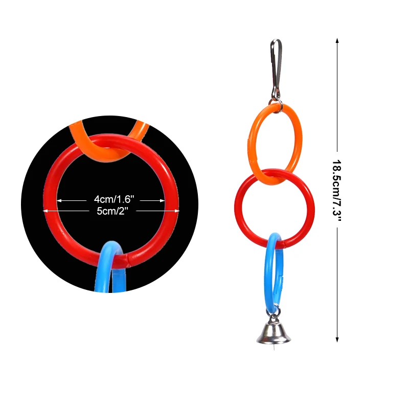 Columpio para loros, jaula para pájaros, juguetes con sonido de campana, anillo de escalada colorido para molinos, cacatúa gris africano, suministros para periquitos - imagen 4