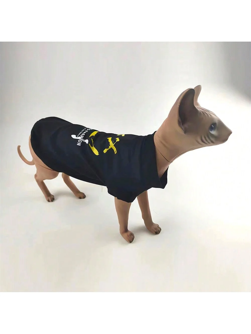 Esfinge sin pelo para gato, camiseta sin mangas fina con estampado de letras sonrientes, parte inferior de gato de gama alta, ropa de primavera y verano - imagen 4