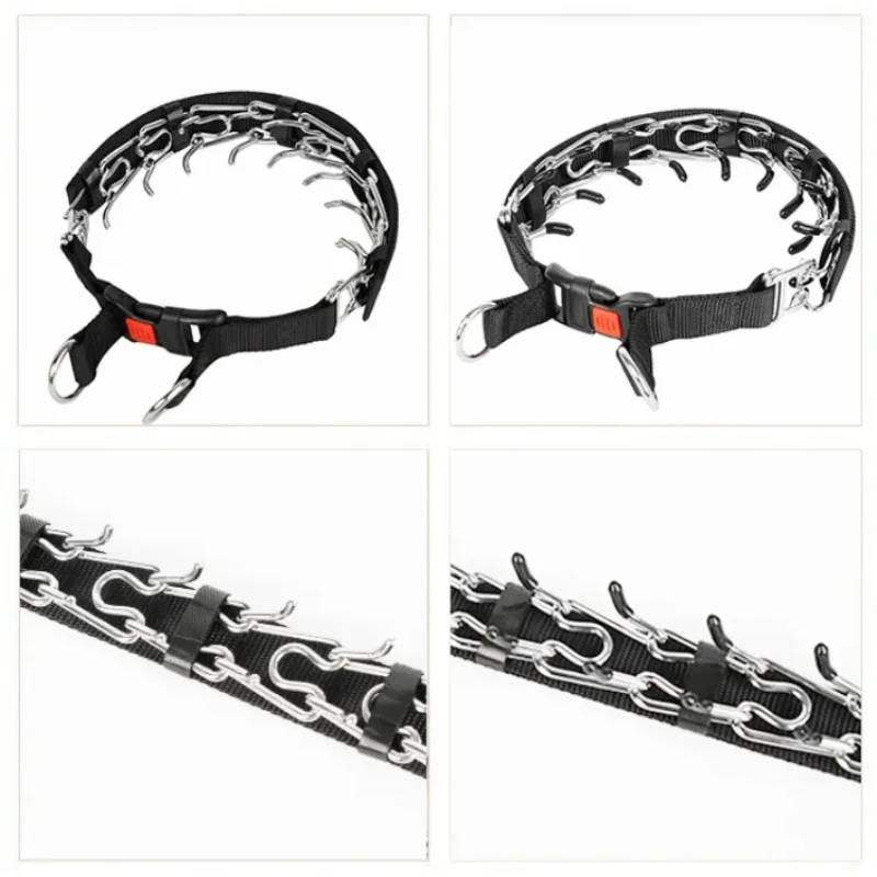Collar de entrenamiento de cadena estimulante para perros, Collar de cuello de púas de acero inoxidable para mascotas, cadena P para perros medianos y grandes, Control de DropShipping - imagen 3