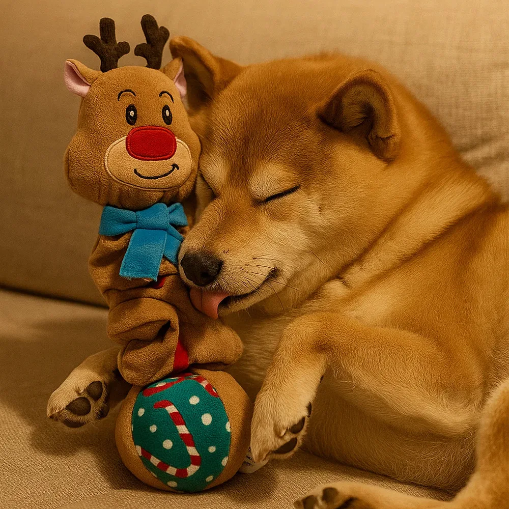 Juguete navideño de peluche para mascotas: forma de muñeco de nieve de reno de Papá Noel, juguete interactivo para perros resistente a masticar chirriante,