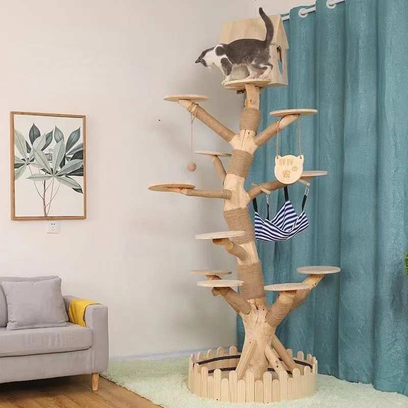 Árbol de simulación de Interior para gatos, marco de escalada familiar grande, suministros de entrenamiento para mascotas, raspadores de torre para gatos, accesorios para mascotas - imagen 4