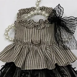 Falda de pastel a rayas de primavera para mascotas, chaleco a rayas de primavera para gatos, bonito vestido de peluche, vestidos para perros pequeños, ropa para cachorros