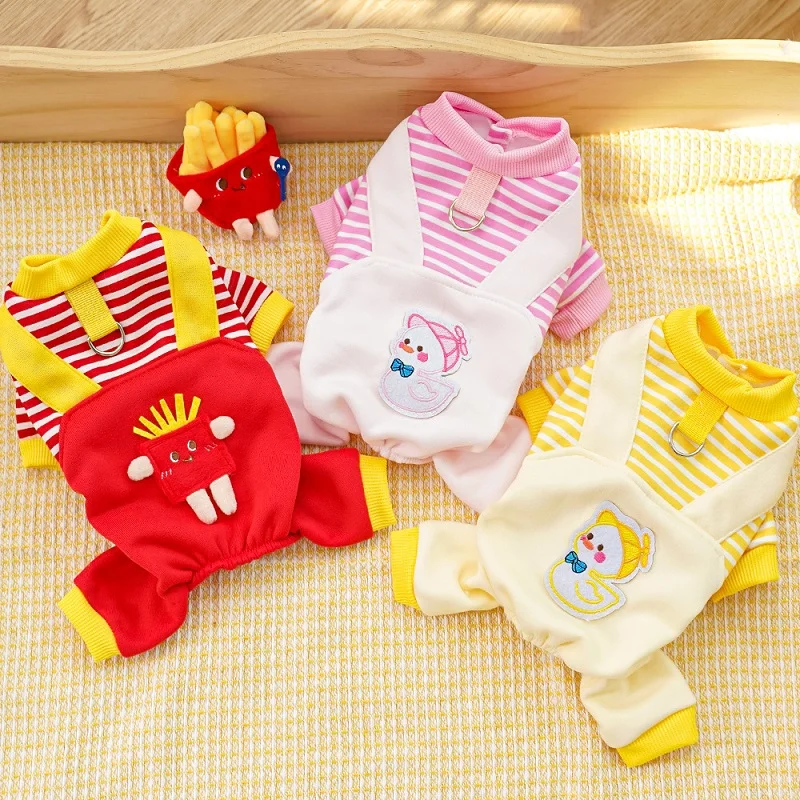 Ropa de invierno para perros pequeños, monos a rayas a la moda para perros, peleles bonitos para cachorros, pijamas cálidos y suaves para gatos, disfraces para mascotas Chihuahua