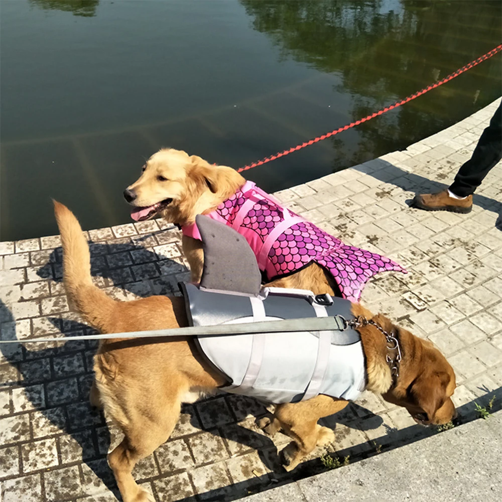 Chaleco salvavidas para perros, ropa de verano para mascotas, chaleco salvavidas con arnés, traje de baño divertido para perros - imagen 4