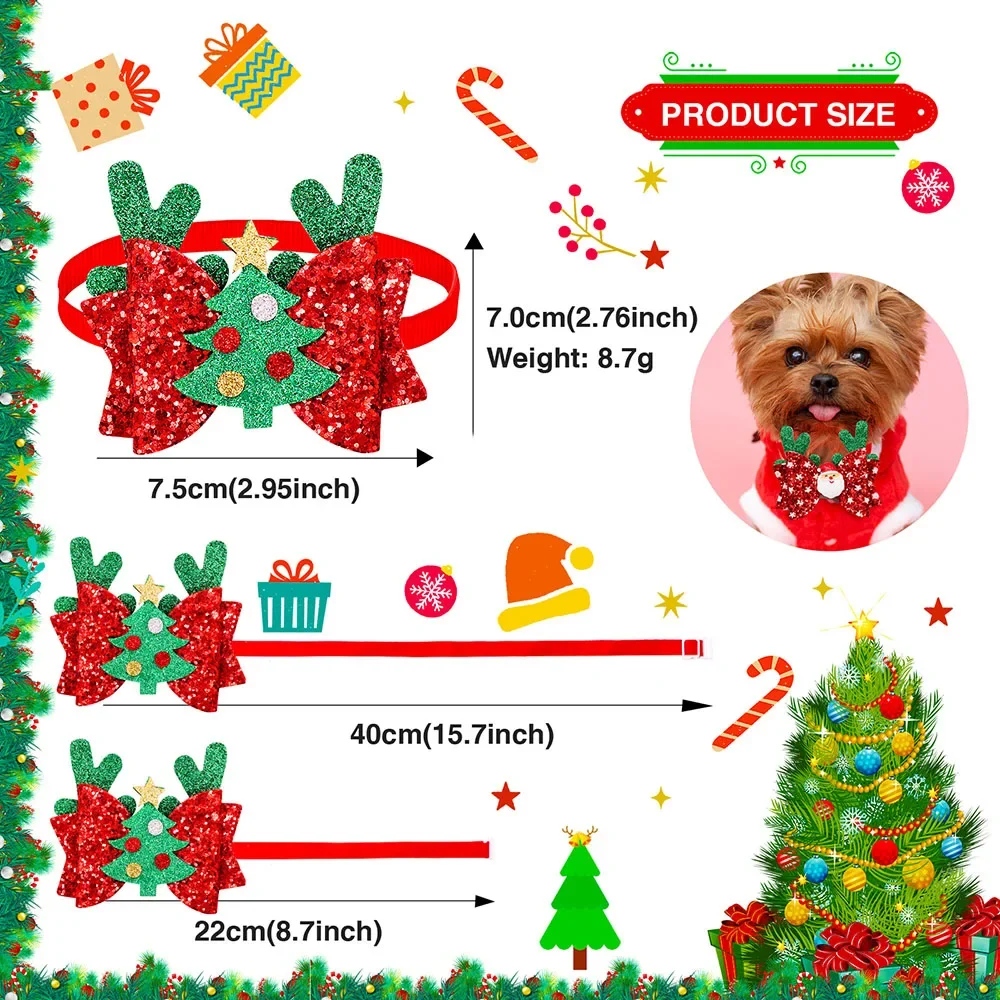 30 Uds. Pajaritas navideñas para perros pequeños, Collar para cachorros, pajarita para perros, accesorios navideños para perros, suministros para mascotas - imagen 4