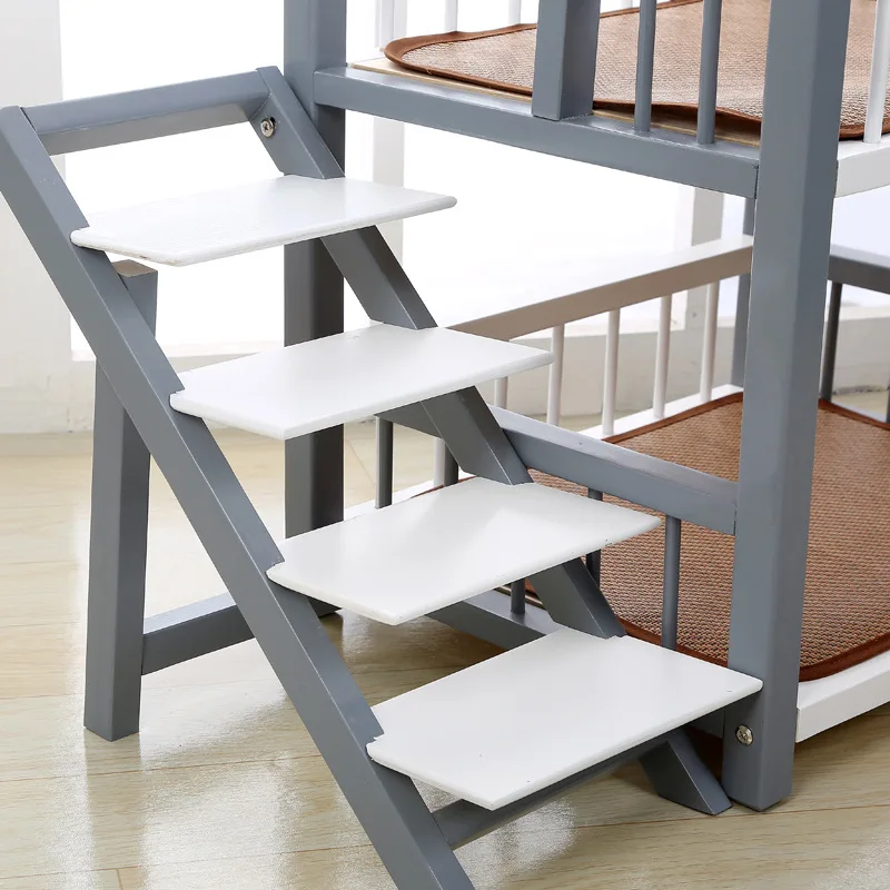 Litera para gatos, cama de madera de doble capa para gatos, camas de alta capacidad de carga con escaleras, Catnap para mascotas, nido para dormir para cachorros y gatitos - imagen 5