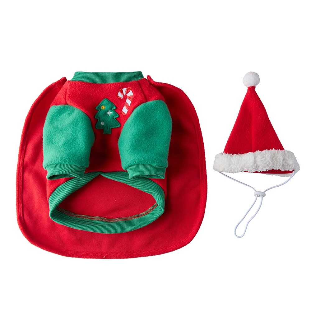 Vestido navideño de forro polar cálido para perros con sombrero, traje de invierno con piruleta morada, disfraz suave para mascotas para perros pequeños a XL - imagen 5